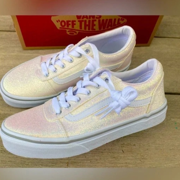 Vans Ward Low Kids Shoes Spring Glitter White Size 4 - Picture 1 of 6